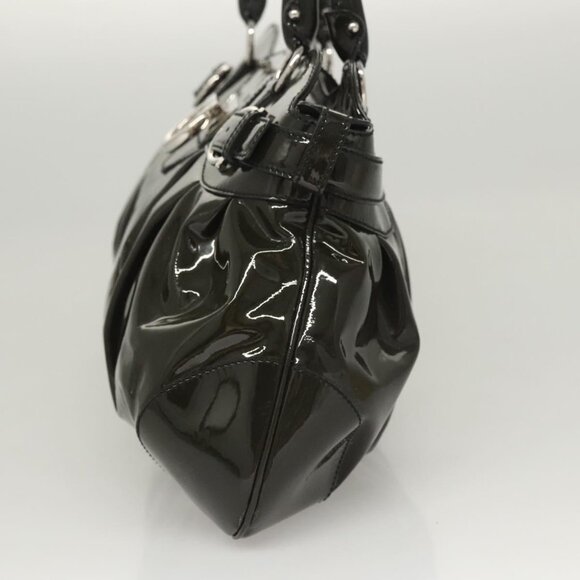 Salvatore Ferragamo Gancini Hand Bag Enamel Green Silver Auth 126114 - Picture 5 of 16